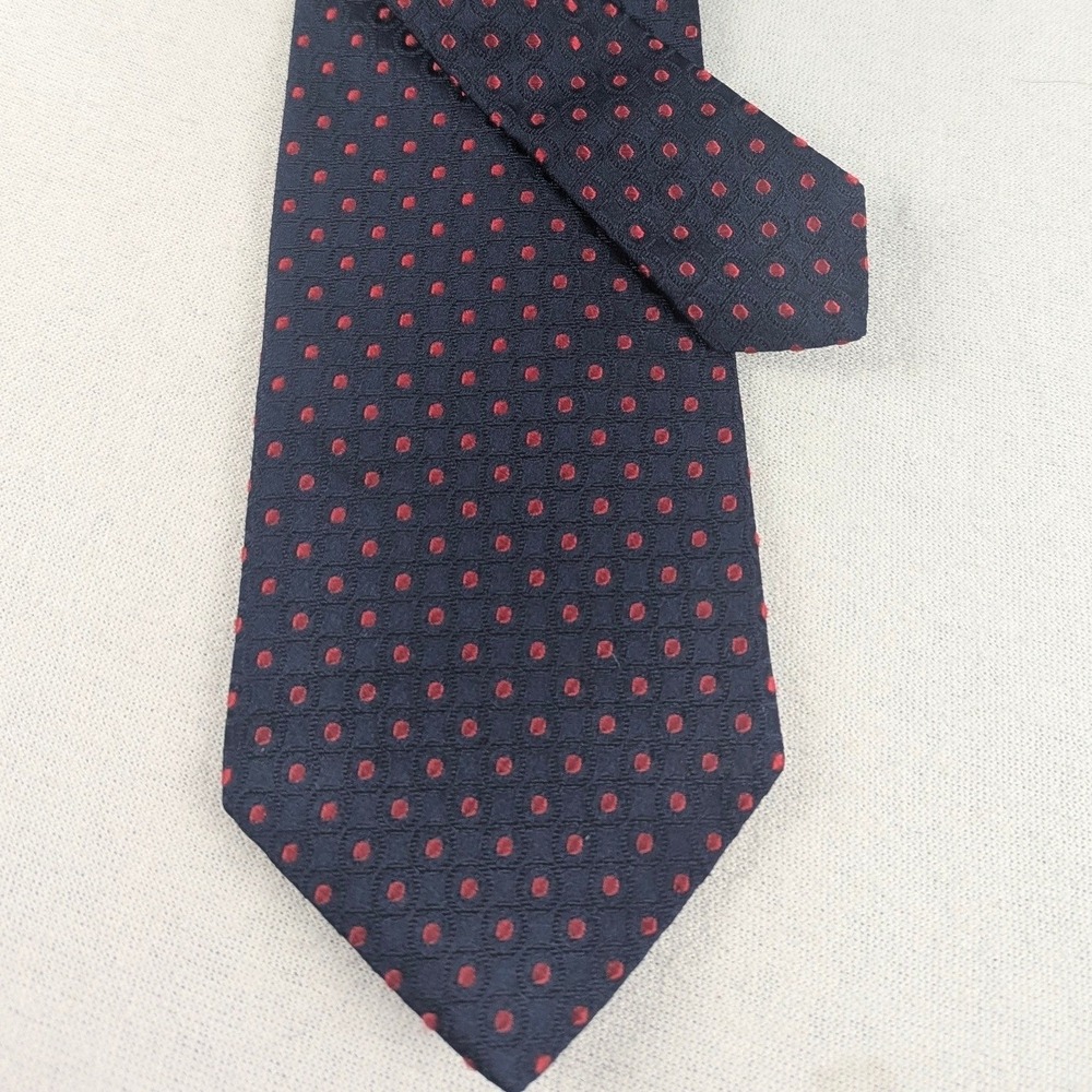 Brooks Brothers 346 Mens Navy Blue Red Polka Dot Silk Necktie USA